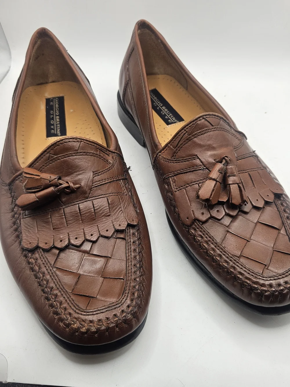 Giorgio Brutini Brown Woven Tassel Loafers 10.5